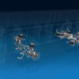 Grafische Darstellung eines elektrifizierten Busantriebs mit Achsen, Getriebe und Energiespeicher