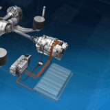 Grafik eines elektrifizierten Achs- und Antriebssystems für Busse mit Hochvoltkomponenten
